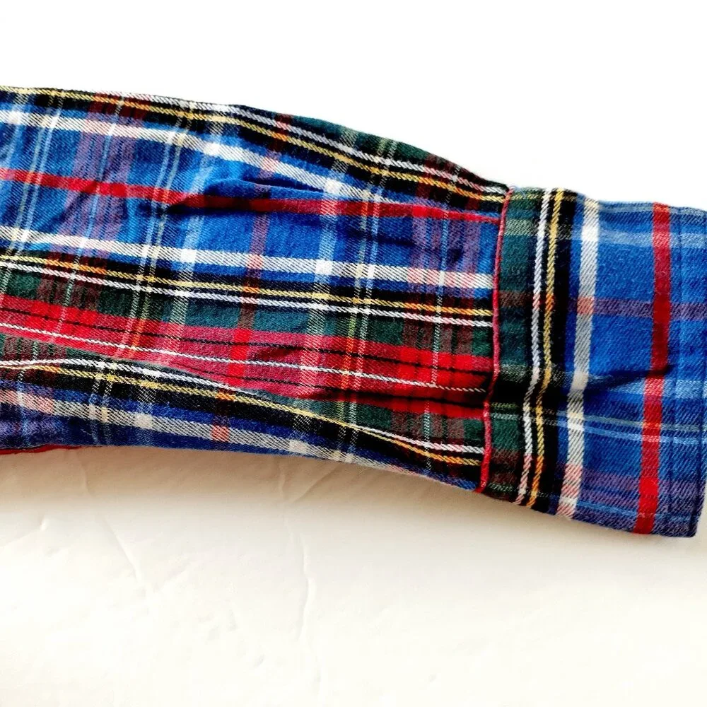 Wrangler Boys Shirt Button Down Blue Red Green Long Sleeve Plaid 6-7